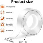 Multi-Functional Transparent Nano Double Sided Adhesive Tape, 3m x 2cm x 1mm